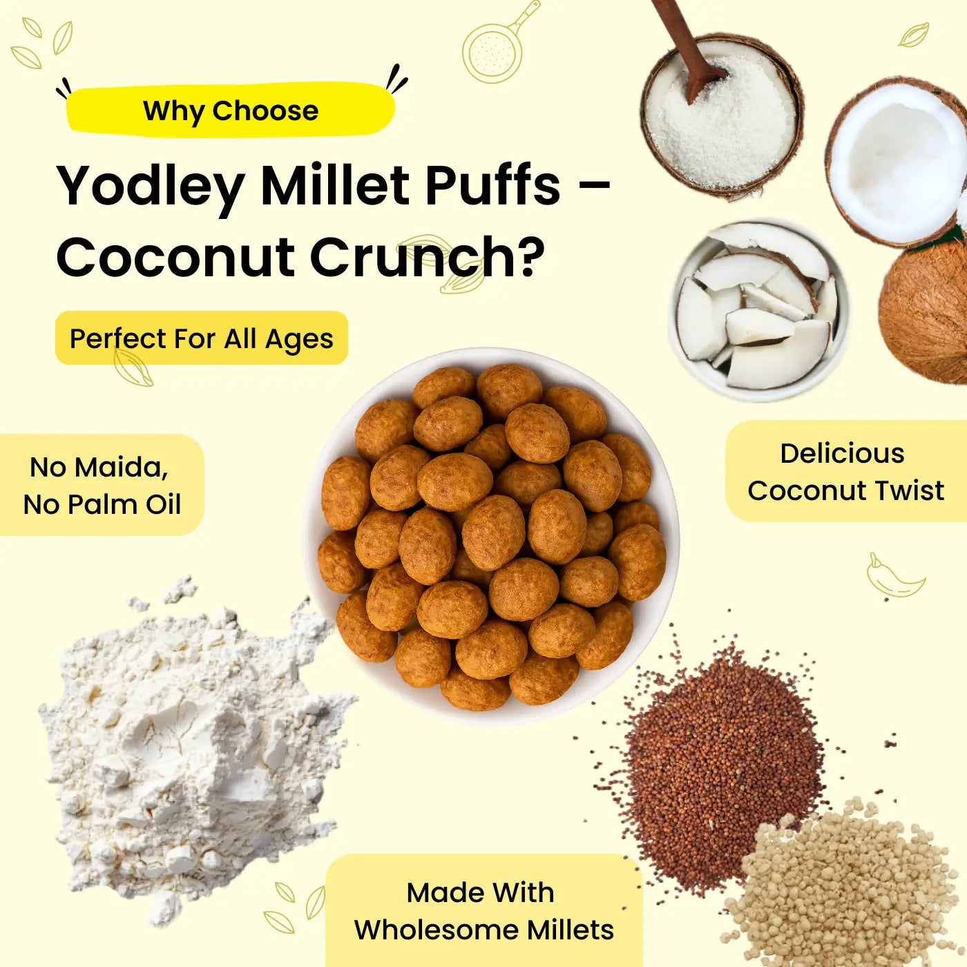 Millet Puffs - Pack 2 (Chocolate Crunch & Coconut Crunch)