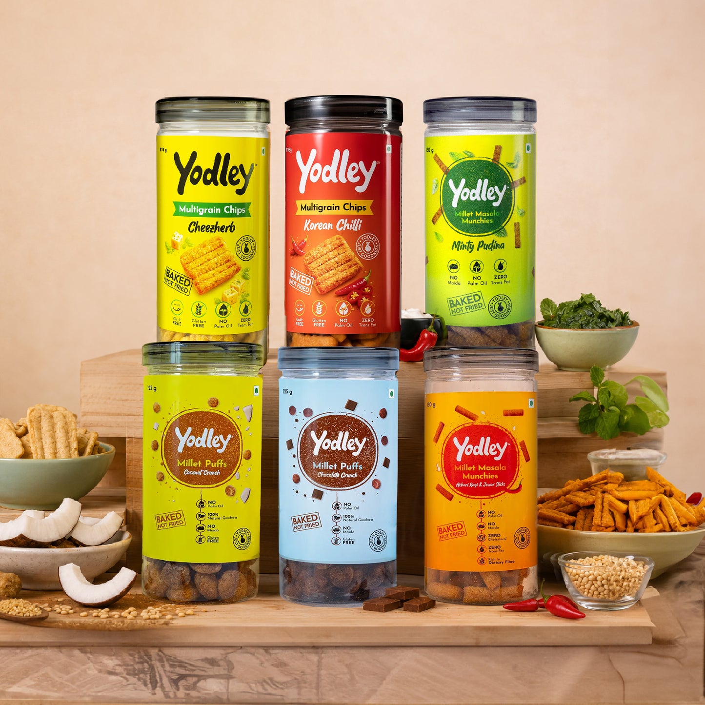 Wholesome Snack - Pack of 6 (Masala Munchies, Multigrain Chips & Millet Puffs)