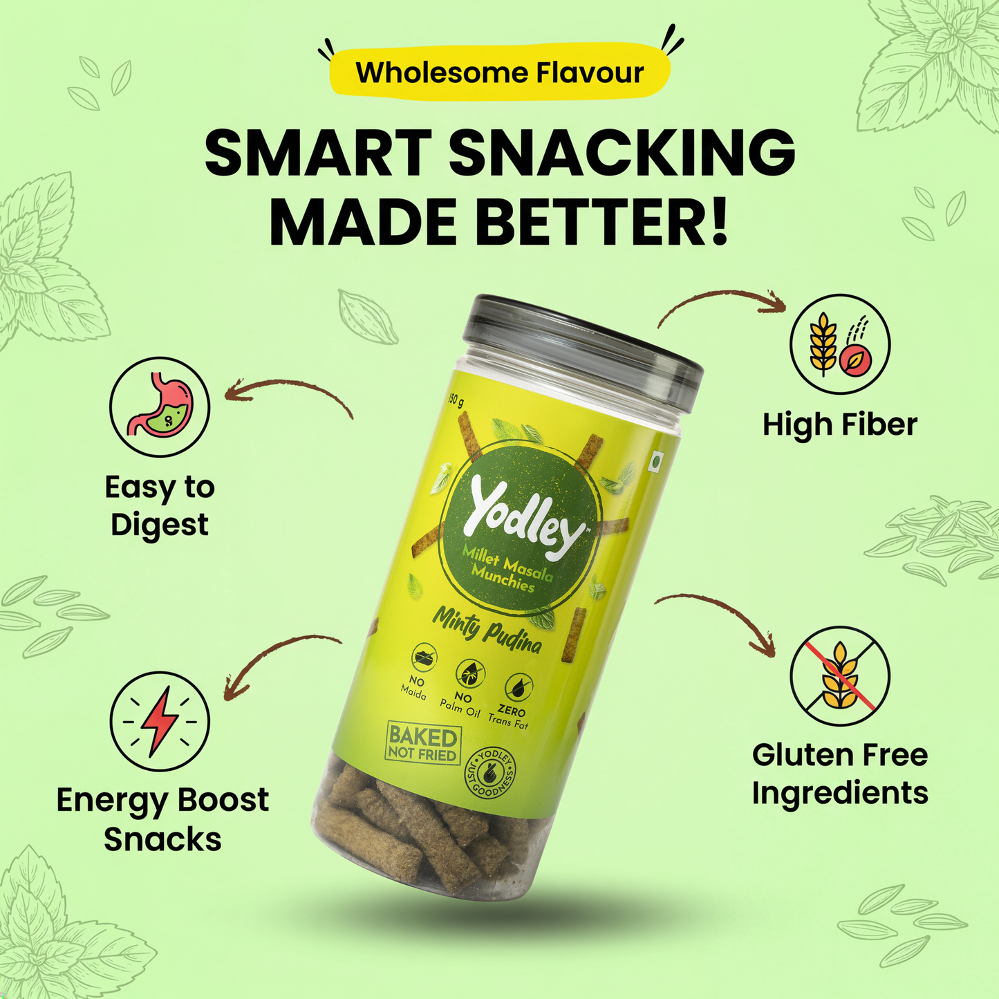 Millet Masala Munchies - Pack 2 (Minty Pudina & Tangy Achari)